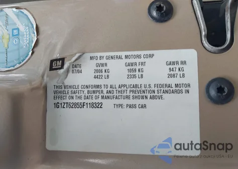 2005 Chevrolet Malibu Maxx Ls из США, поврежденный, VIN 1G1ZT62855F118322